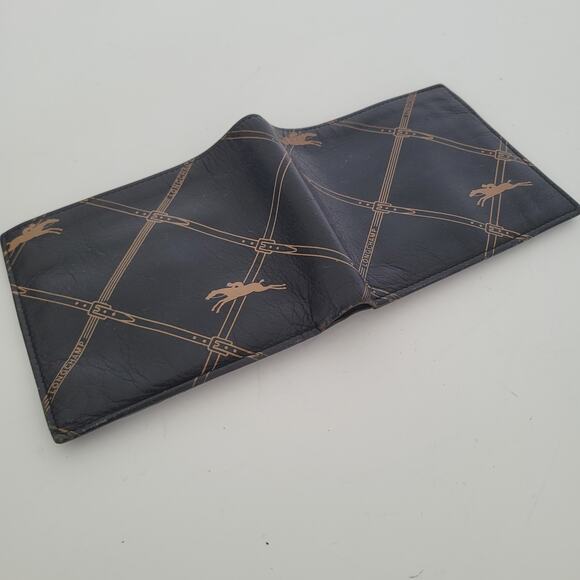 Longchamp Mens Wallet Brown Bifold Leather Folding Medium Logo Vintage Designer - Picture 8 of 9